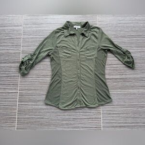 Forest Green Women's Button-Down Shirt size large